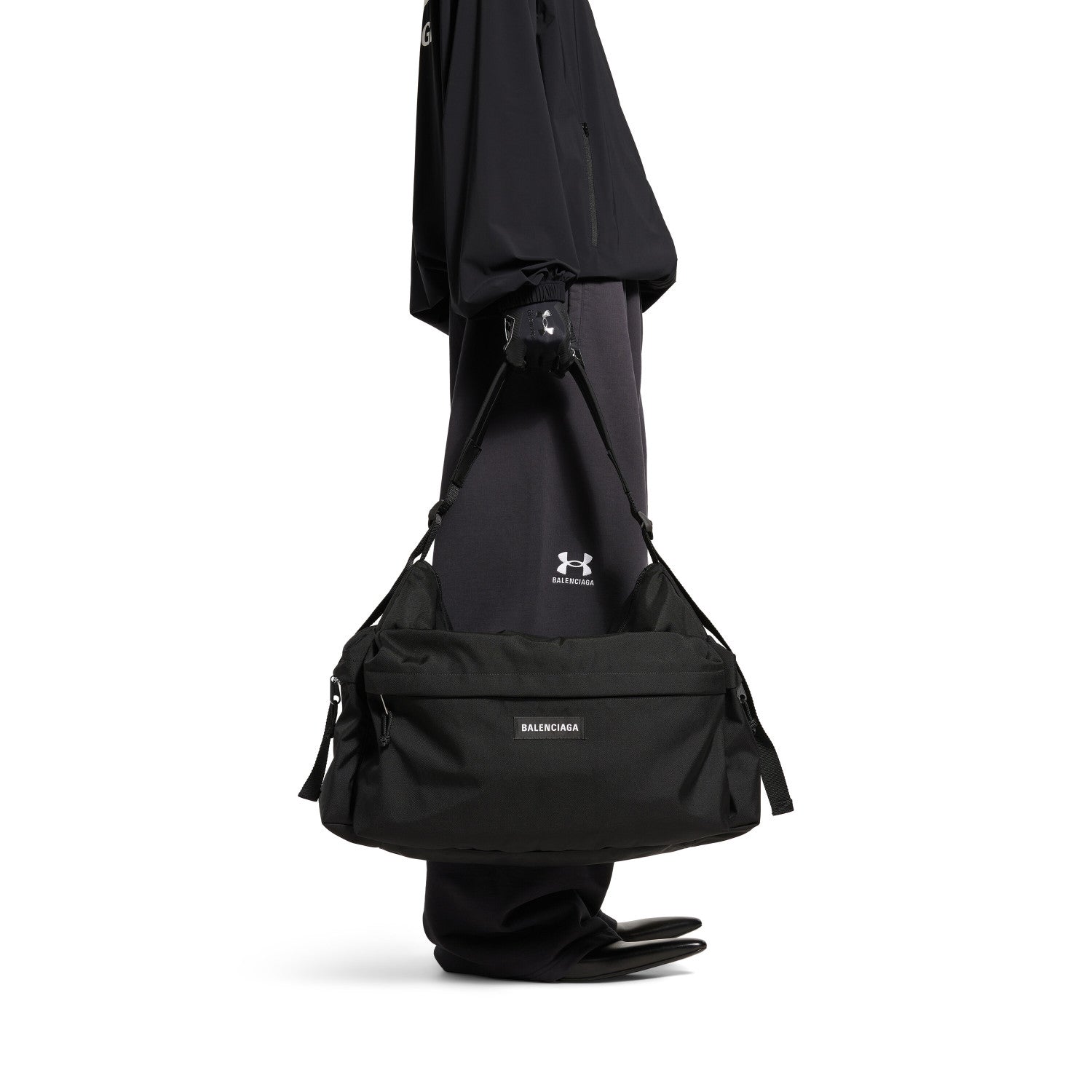 Balenciaga EXPLORER Medium Multi-Pocket Weekend Travel Bag Adjustable Shoulder Strap Stylish Casual Black Men's Bags #82446A