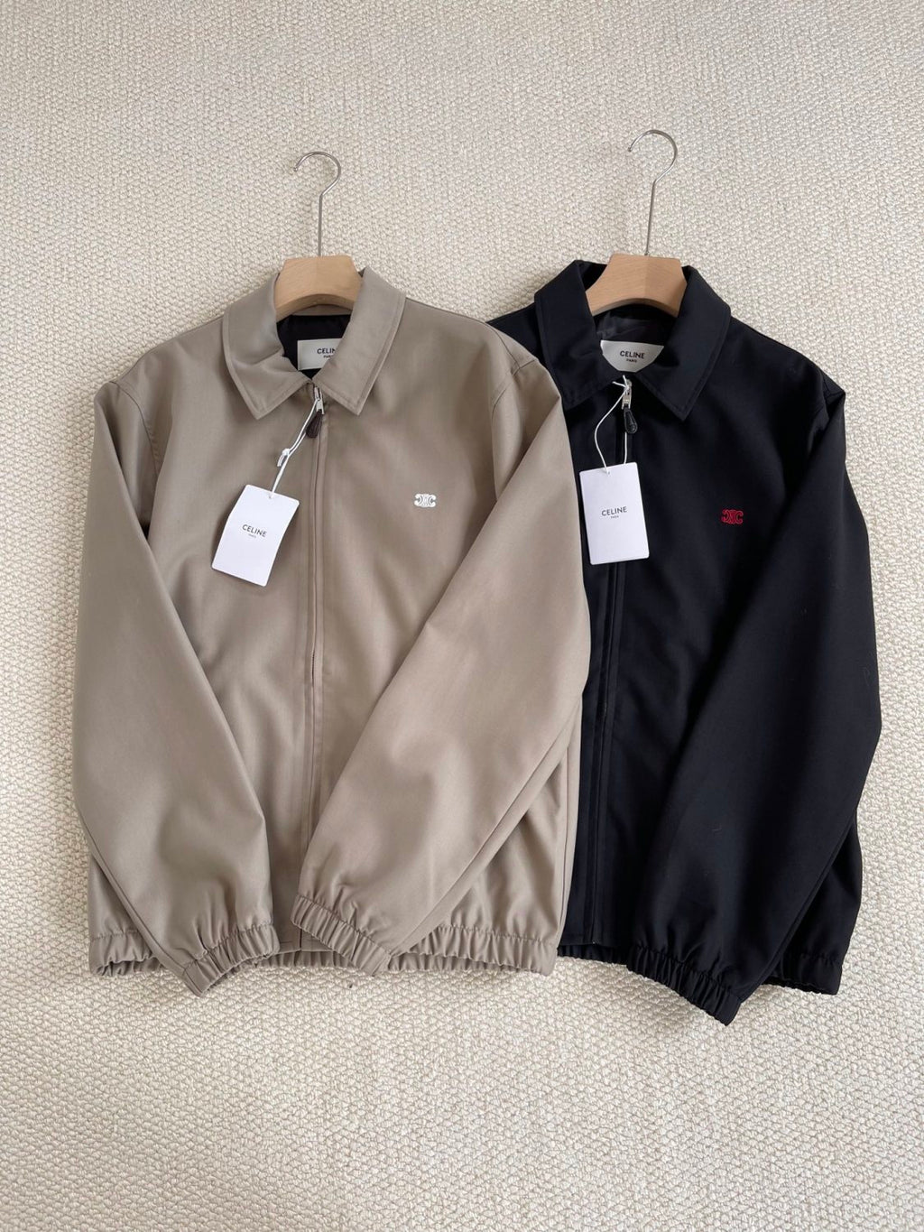 Celine Men's And Women's Autumn/Winter Fashion Casual Solid Color Zipper Neck Embroidered Printed Jacket #78347