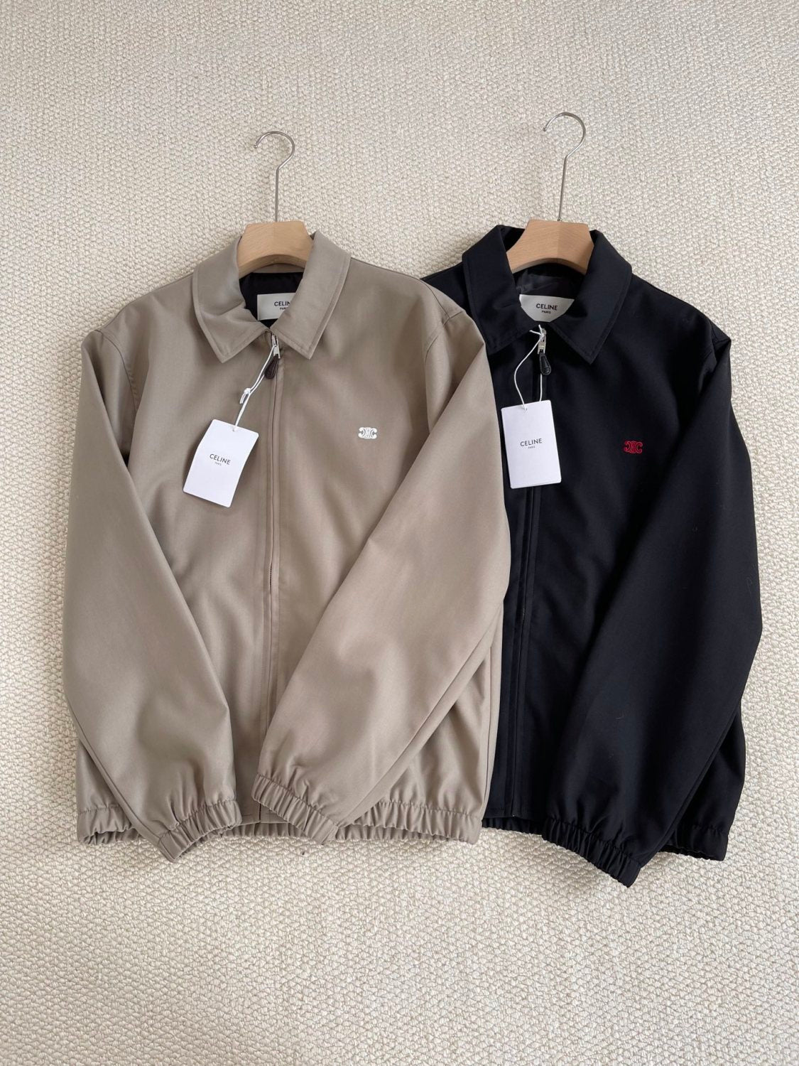 Celine Men's And Women's Autumn/Winter Fashion Casual Solid Color Zipper Neck Embroidered Printed Jacket #78347