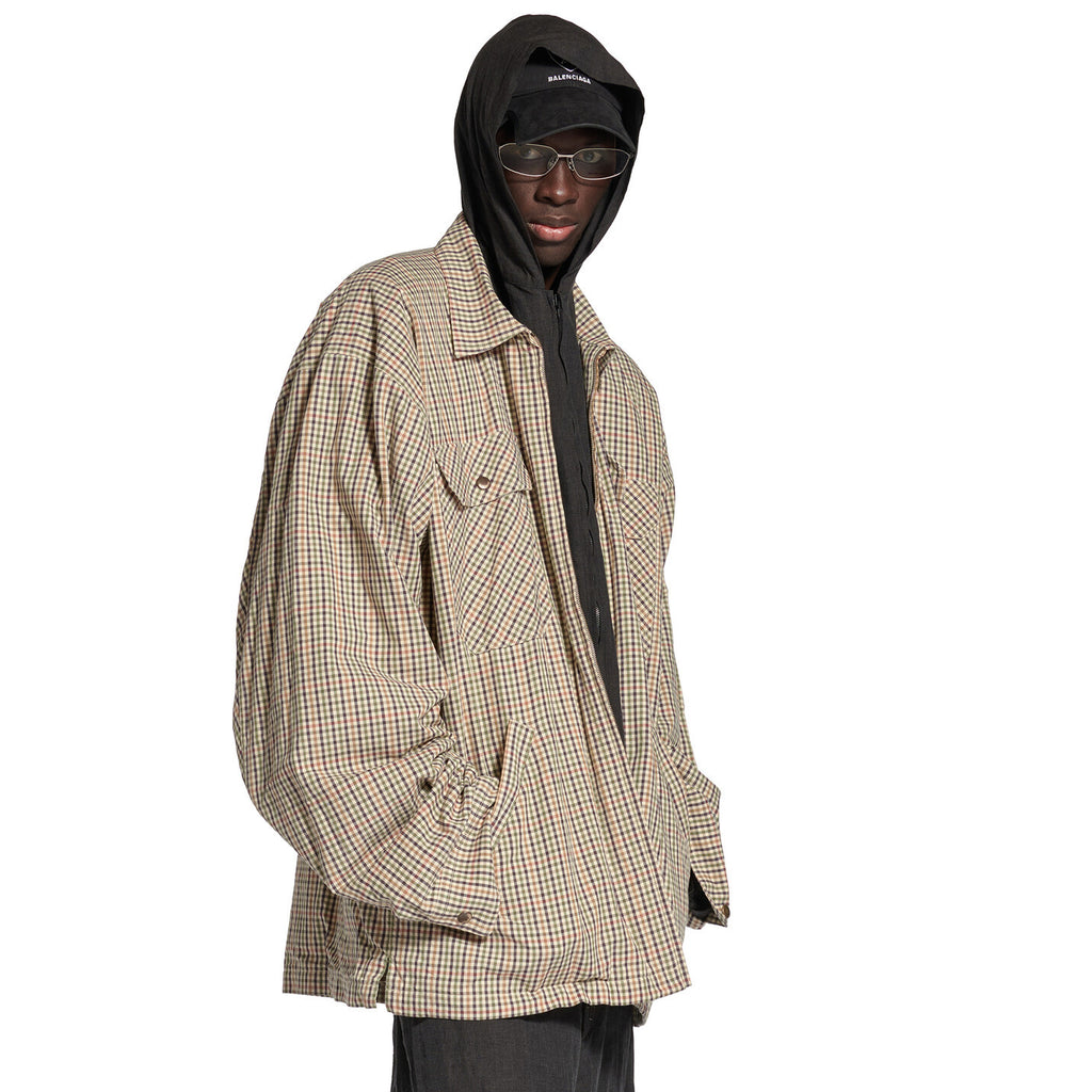 Balenciaga Men's And Women's  Fall/winter Fashion Casual Collared Zipper Plaid Shirt Style Oversized Jacket #79556