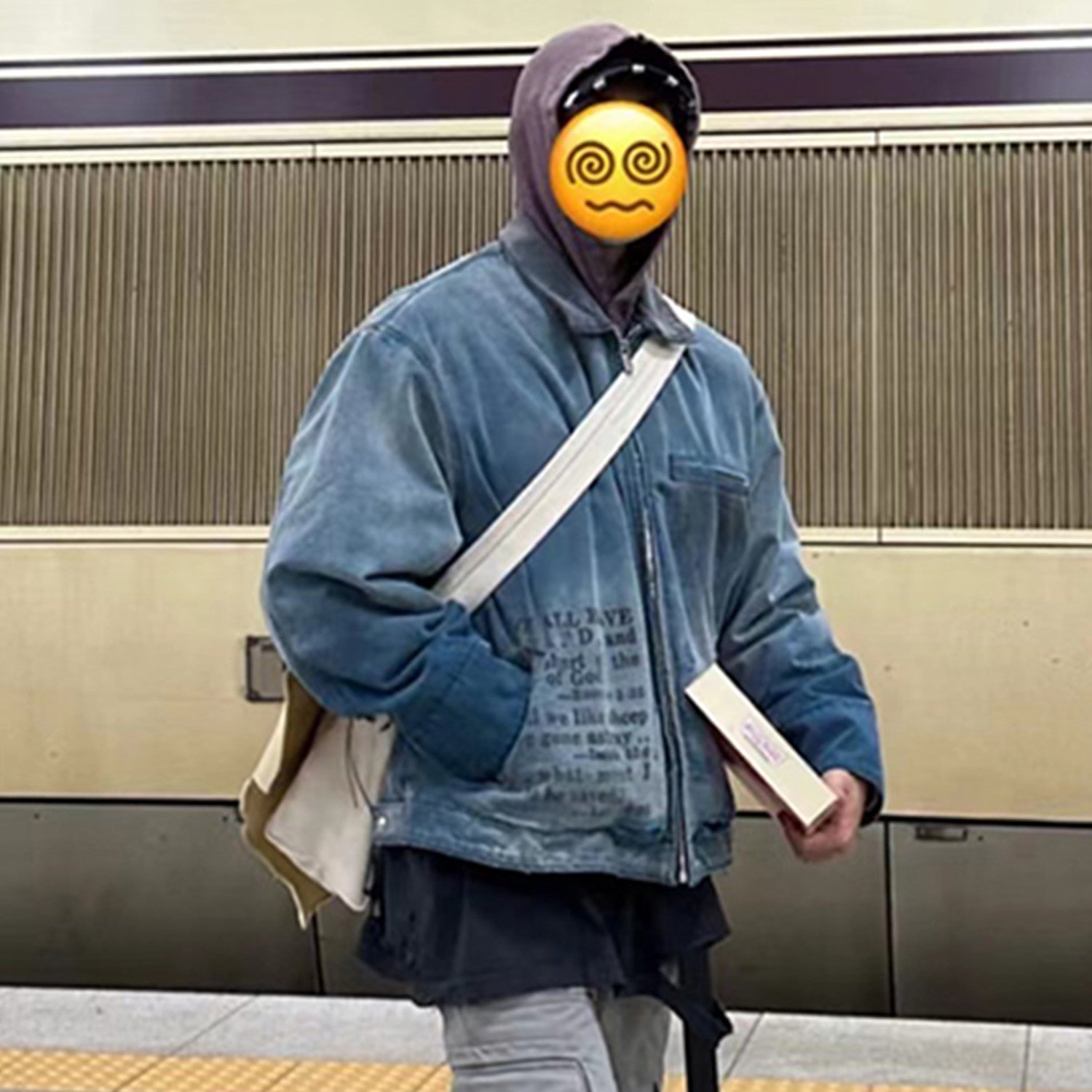 Enfants Riches Deprimes Men's Spring and Autumn Washed Damaged Long sleeved Lapel Blue Loose Work Jacket Ngvp #7918