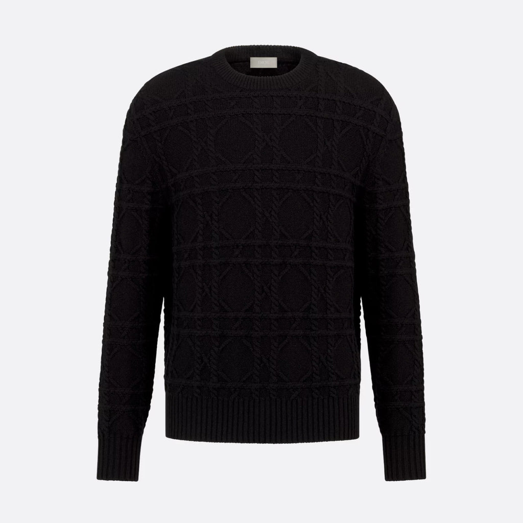 Dior Men's Spring and Autumn Solid Color Printed Ribbed Crew Neck Knit Sweater #75185