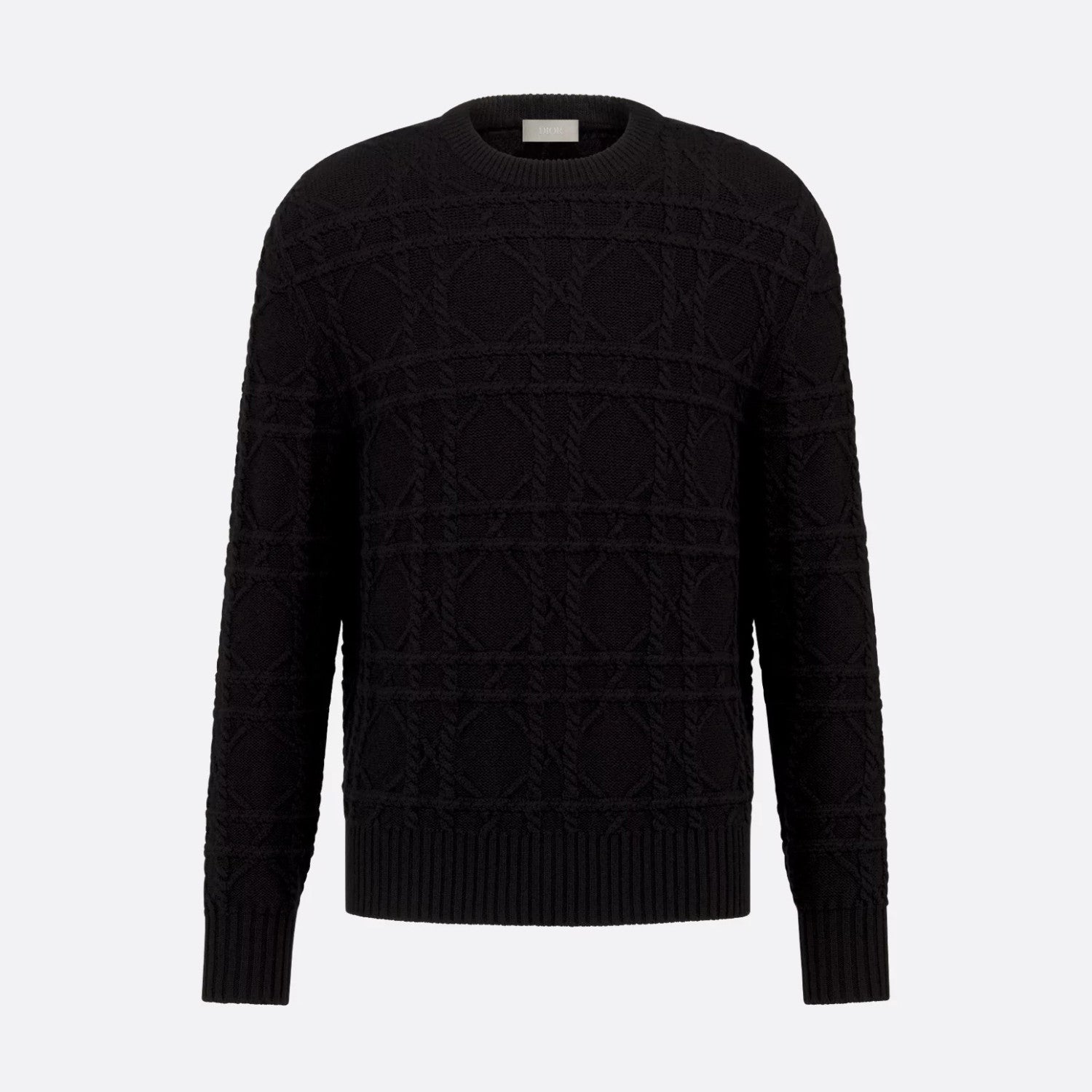 Dior Men's Spring and Autumn Solid Color Printed Ribbed Crew Neck Knit Sweater #75185