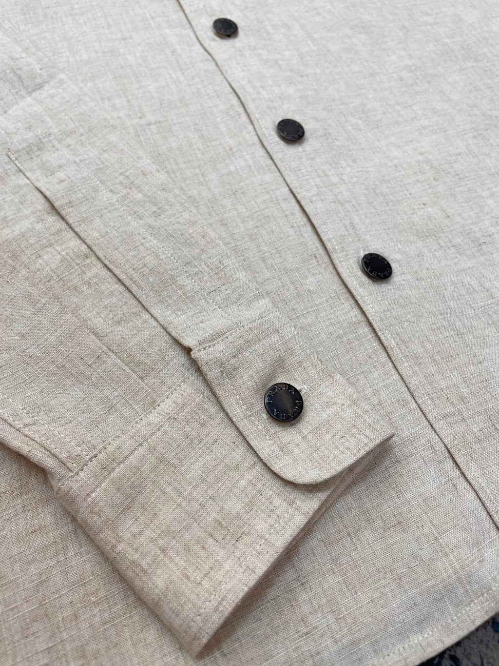 Prada Men's Fall And Winter Solid Color Lapel Single Breasted Linen Long Sleeved Jacket Casual Trousers Pants Set Suit #77392
