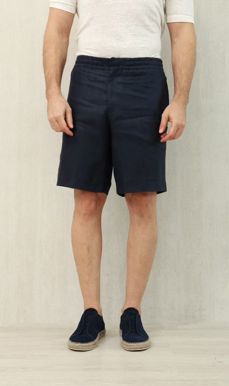 Ermenegildo Zegna Men's Summer Mid Waist Straight Solid Color Linen Casual Shorts Ngvp #1234