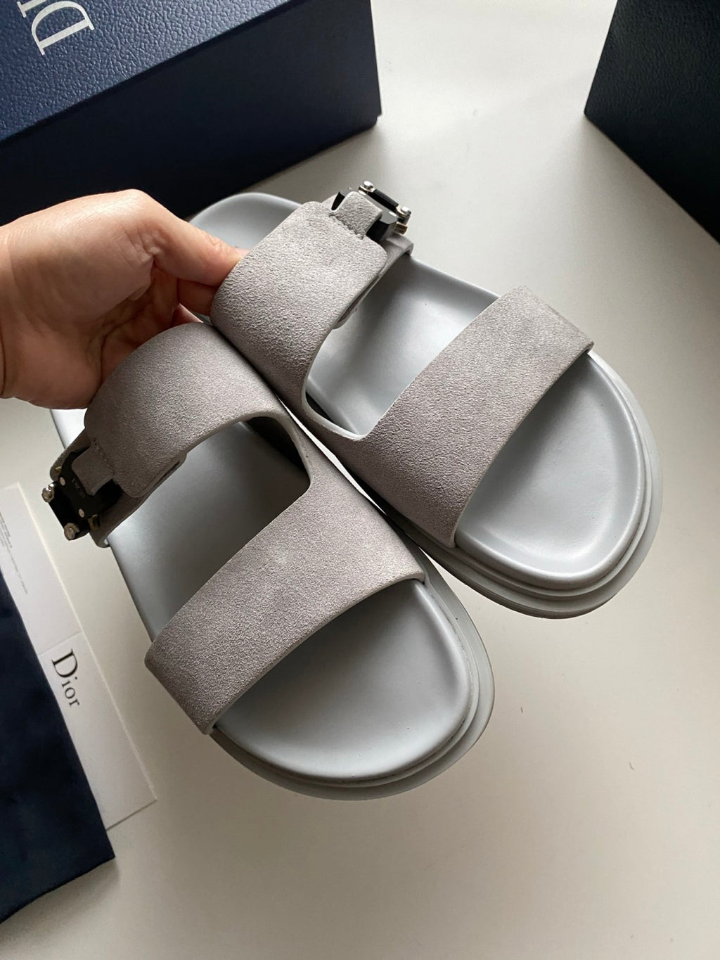 Dior Aqua Men's Summer Solid Color Suede Buckle Sandals Shoes #77184