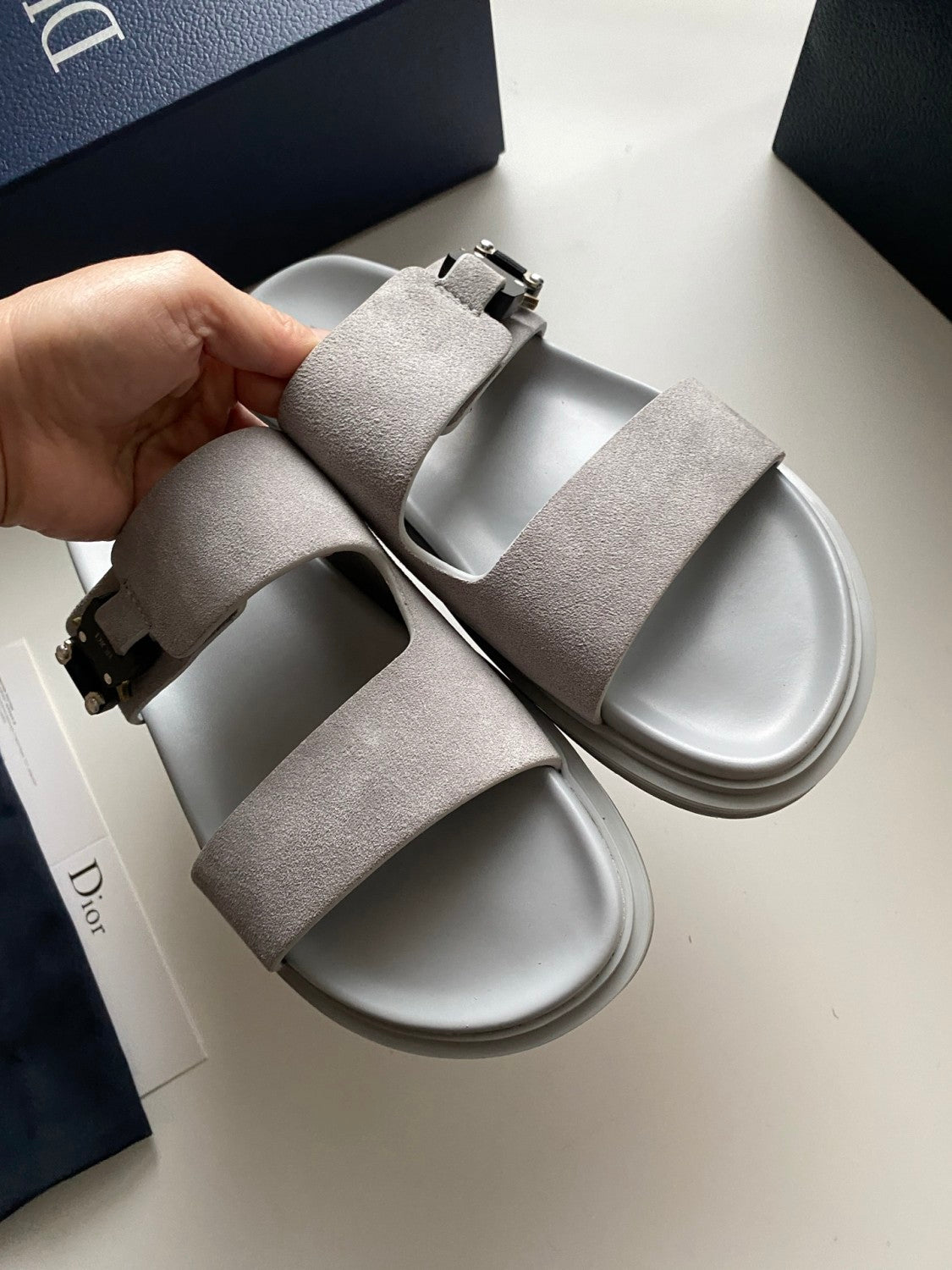 Dior Aqua Men's Summer Solid Color Suede Buckle Sandals Shoes #77184