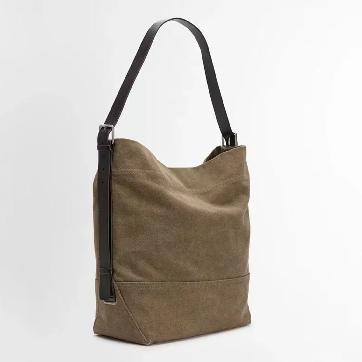 Lemaire Women's Canvas Adjustable Shoulder Strap Tote Bag Fashion Trend High Street Cowboy Splicing Large Capacity Handbag Shoulder Bag Ngvp #2432