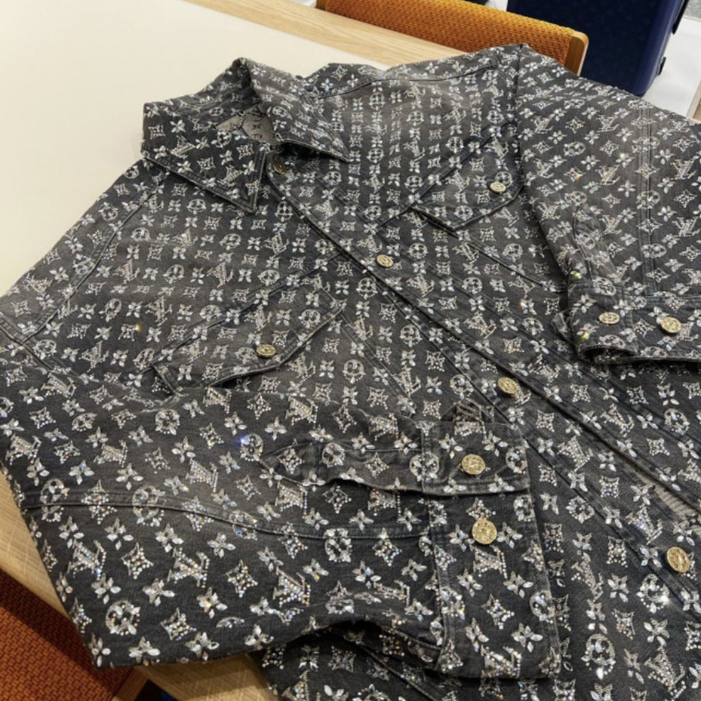 Louis Vuitton Made To Order Embroidered Monogram Baggy Denim Overshirt Jacket Jeans Pants suit Set #96366