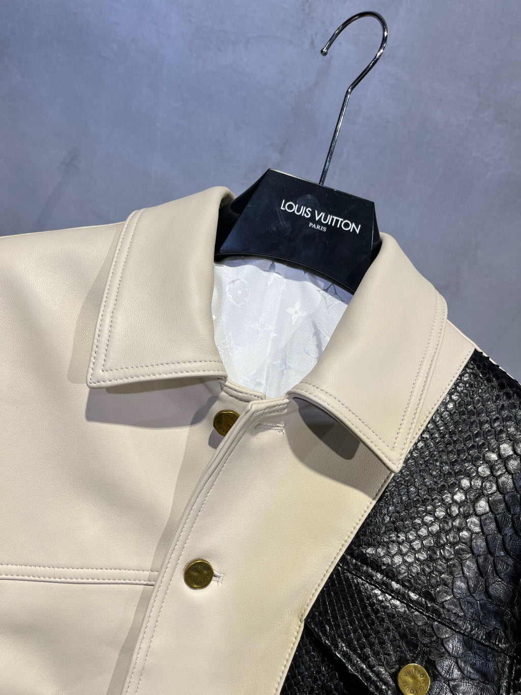 Louis Vuitton Leather Long Sleeved Patchwork Leather Jacket #21699
