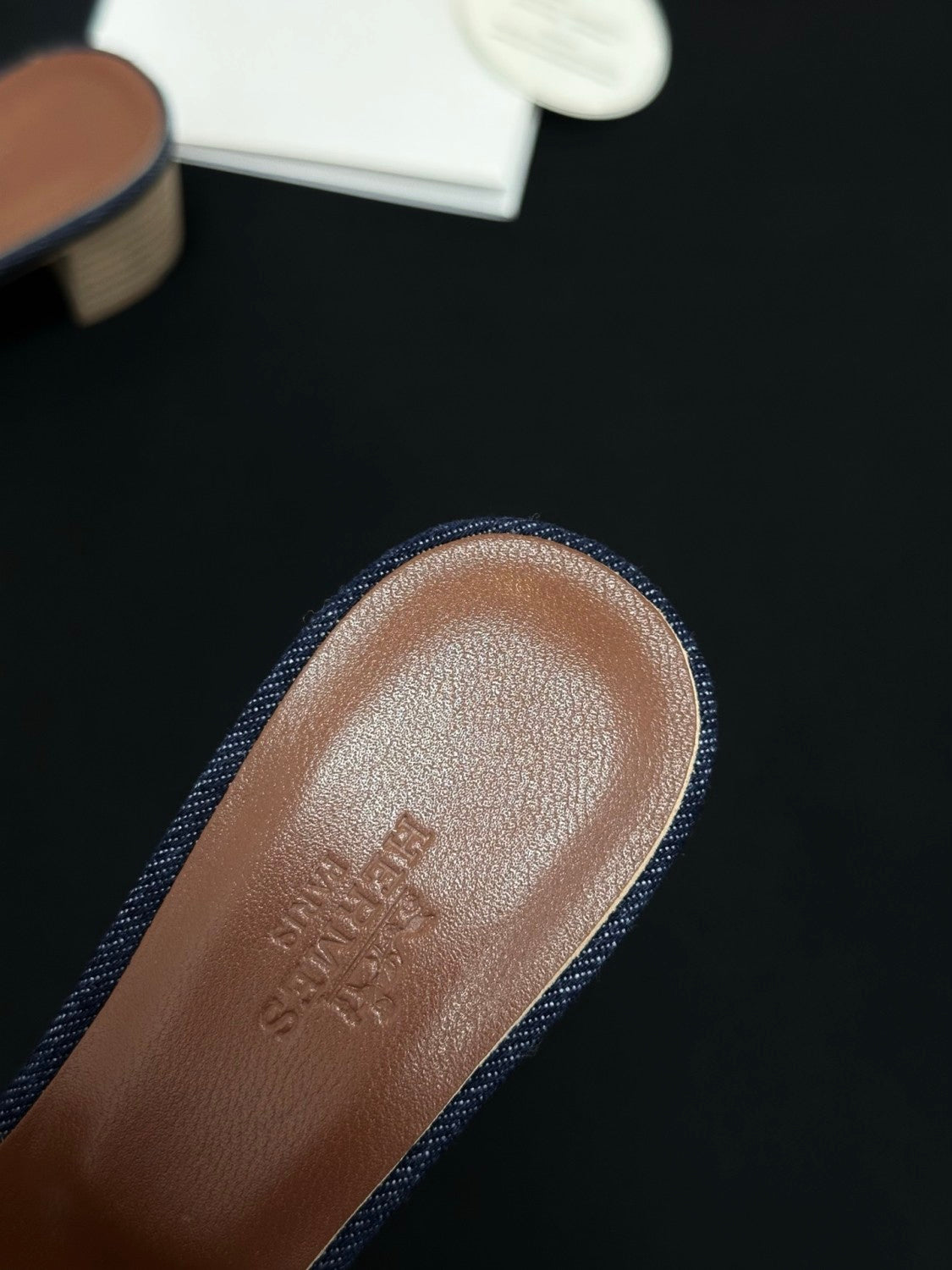 Hermès High-heeled Denim Patchwork Slippers #385101