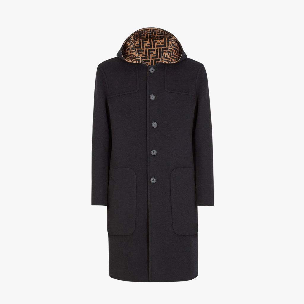 FENDI Woolen Double-Sided Hooded Full-Printed Coat Jacket  #3715