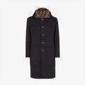 FENDI Woolen Double-Sided Hooded Full-Printed Coat Jacket  #3715