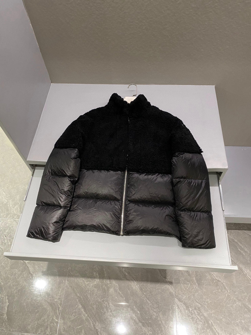 Rick Owens x Moncler Men's Winter Solid Color Standing Collar Zipper Splicing Long Sleeve Loose Puffer Down Jacket Ngvp #7192