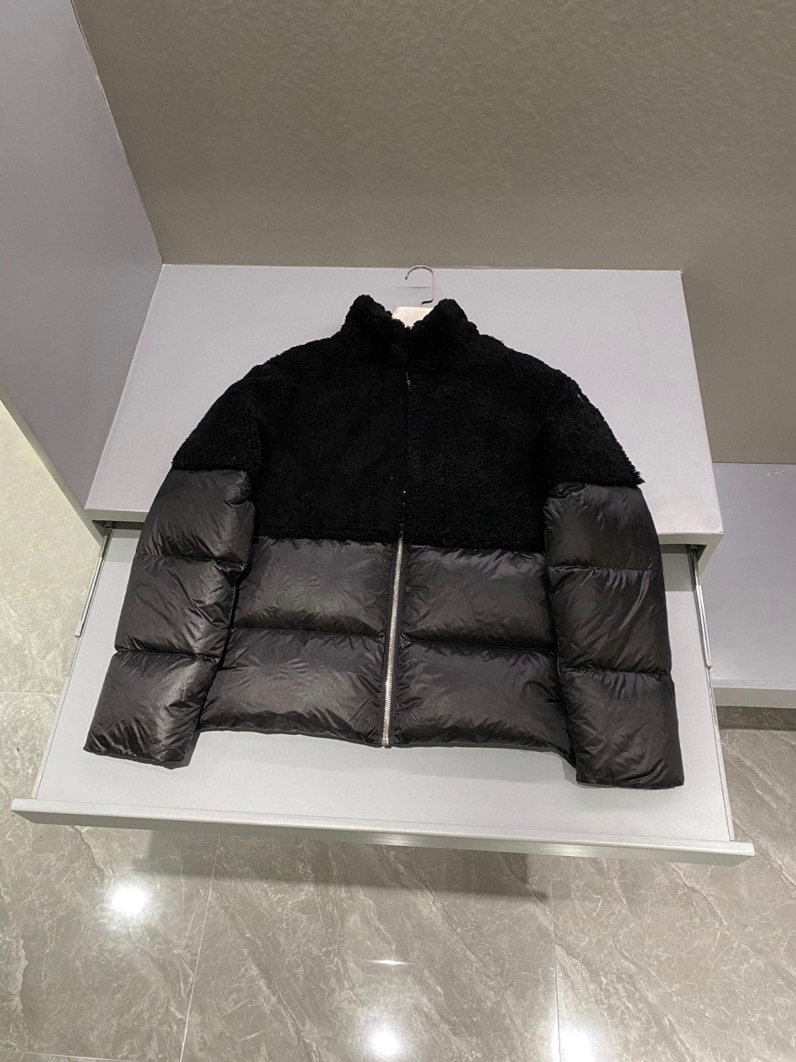Rick Owens x Moncler Men's Winter Solid Color Standing Collar Zipper Splicing Long Sleeve Loose Puffer Down Jacket Ngvp #7192