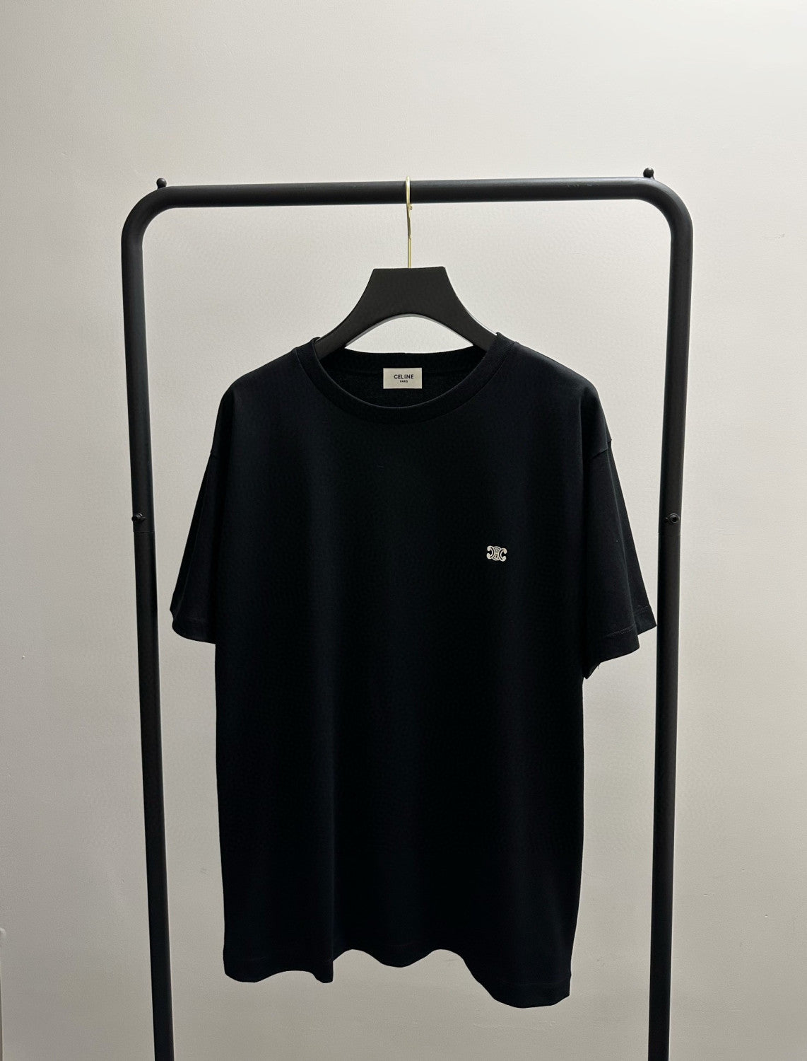 Celine Unisex Genderless Summer Solid Color Short Sleeve Loose Triomphe T-shirt In Cotton Jersey #97212