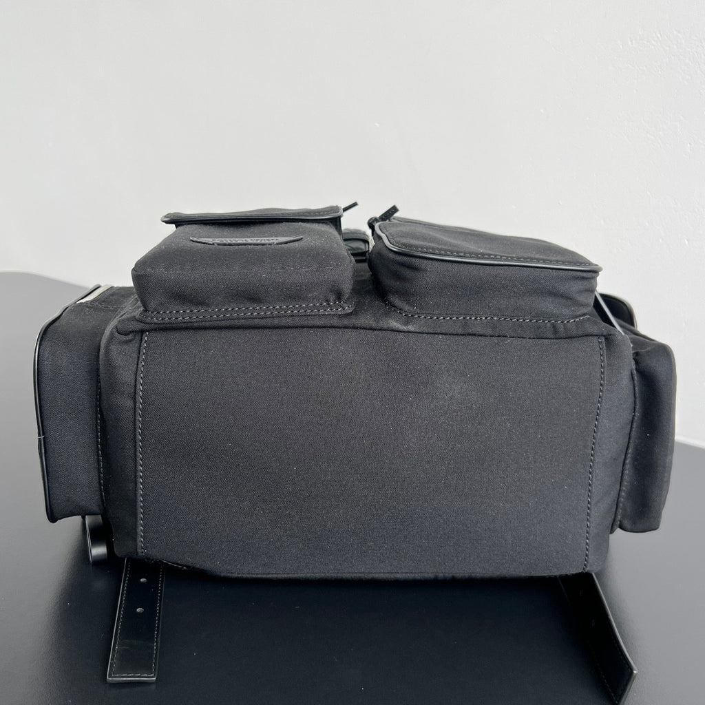 Bottega Veneta Crossroad Multi-Pocket Nylon Backpack Woven Leather Adjustable Straps #333014
