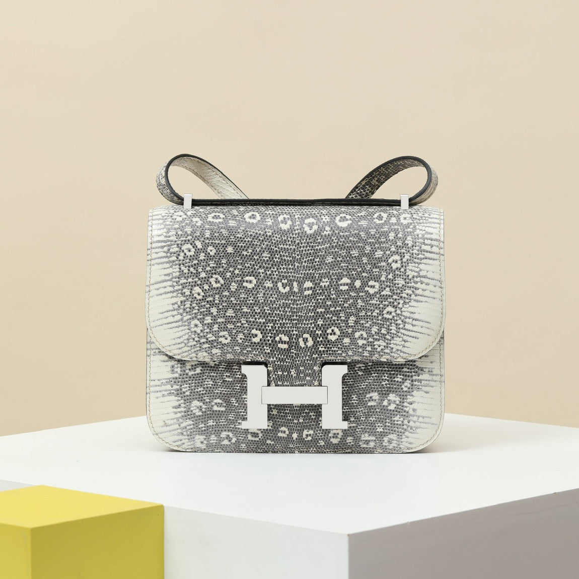 Hermes Constance 19 CJ19 Women's Metal Buckle Lizard Leather Shoulder Crossbody Bag Bags #76869