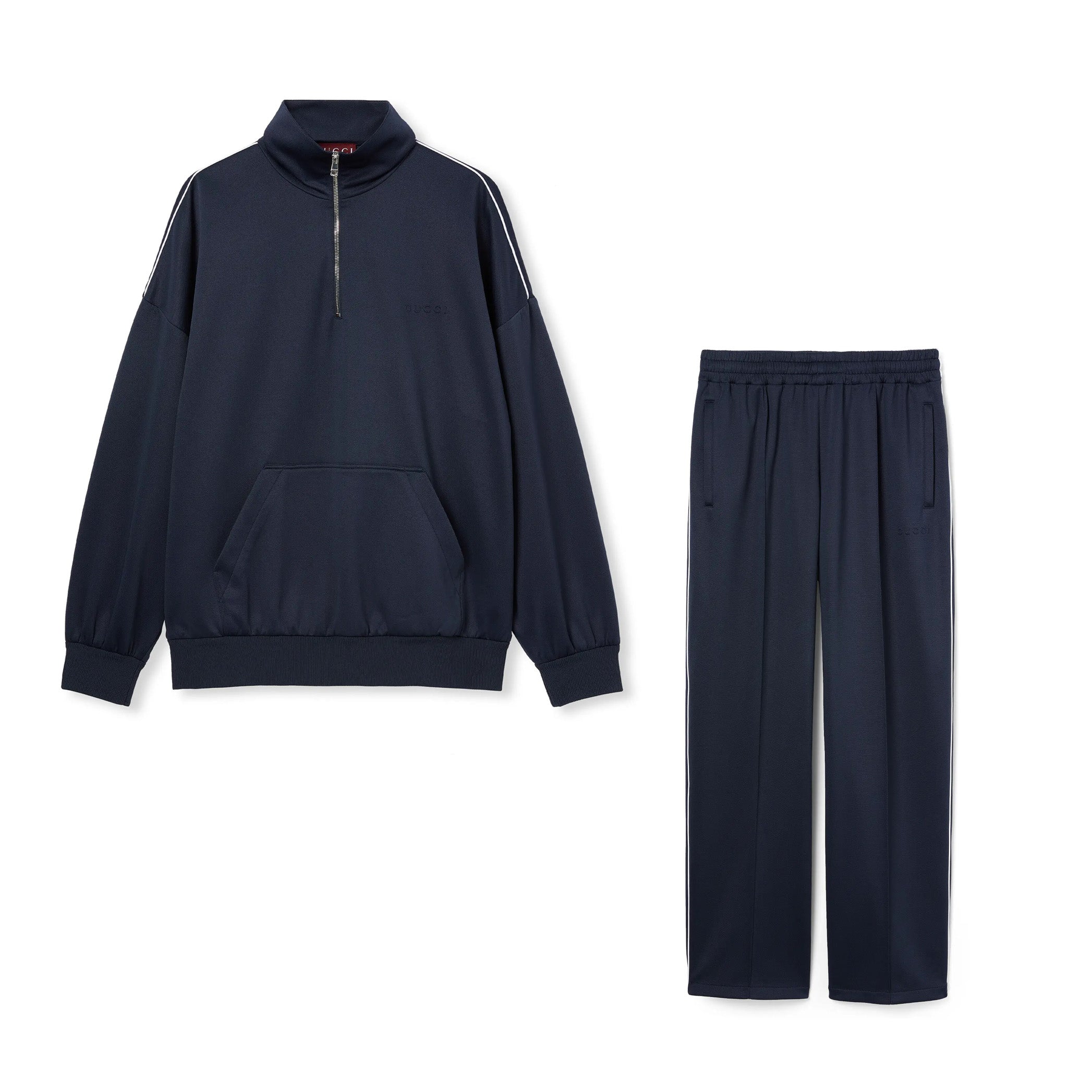 Gucci  Lido Men's Spring/Autumn Solid Color Printed Embossed Stand-up Collar Half-zip Long Sleeve Sweatshirt And Pants Suit Set #78136