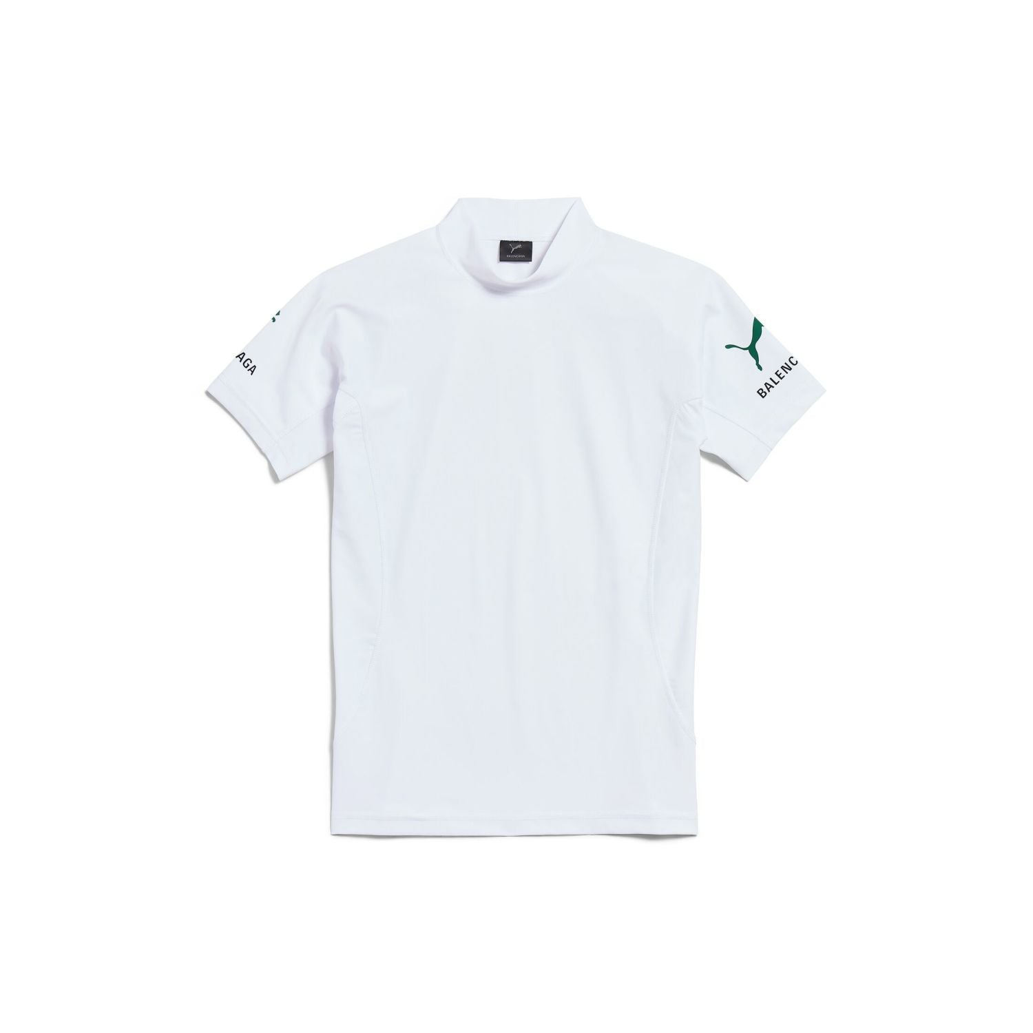 Balenciaga x PUMA Women's and Men's CAT Print White Technical Stretch Fabric Fitted T-shirt #333096