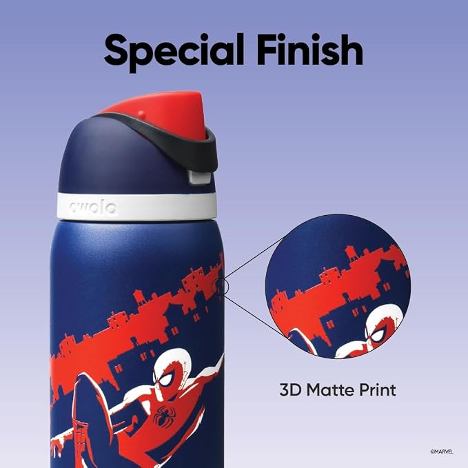 Owala Spider-Man FreeSip Insulated Stainless Steel Water Bottle with Straw. Suitable for Sports. Travel. and School. BPA-Free. 32 oz (approx. 907.2 ml). Swing