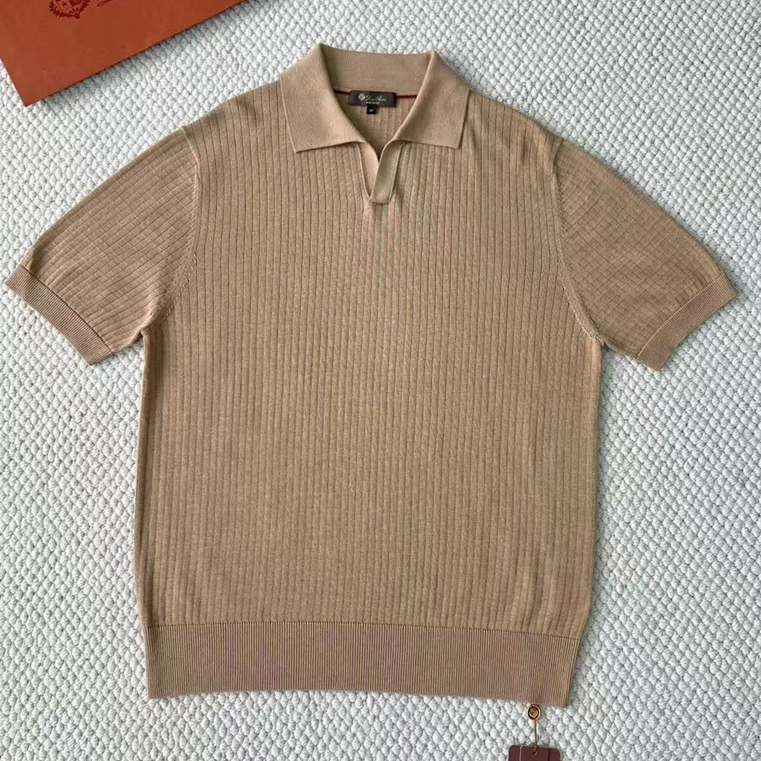 Loro Piana Men's Summer Refreshing Thin Knitted Lapel Short-sleeved Top Multicoloured Fashion Comfortable Temperament T-shirt Ngvp #9956