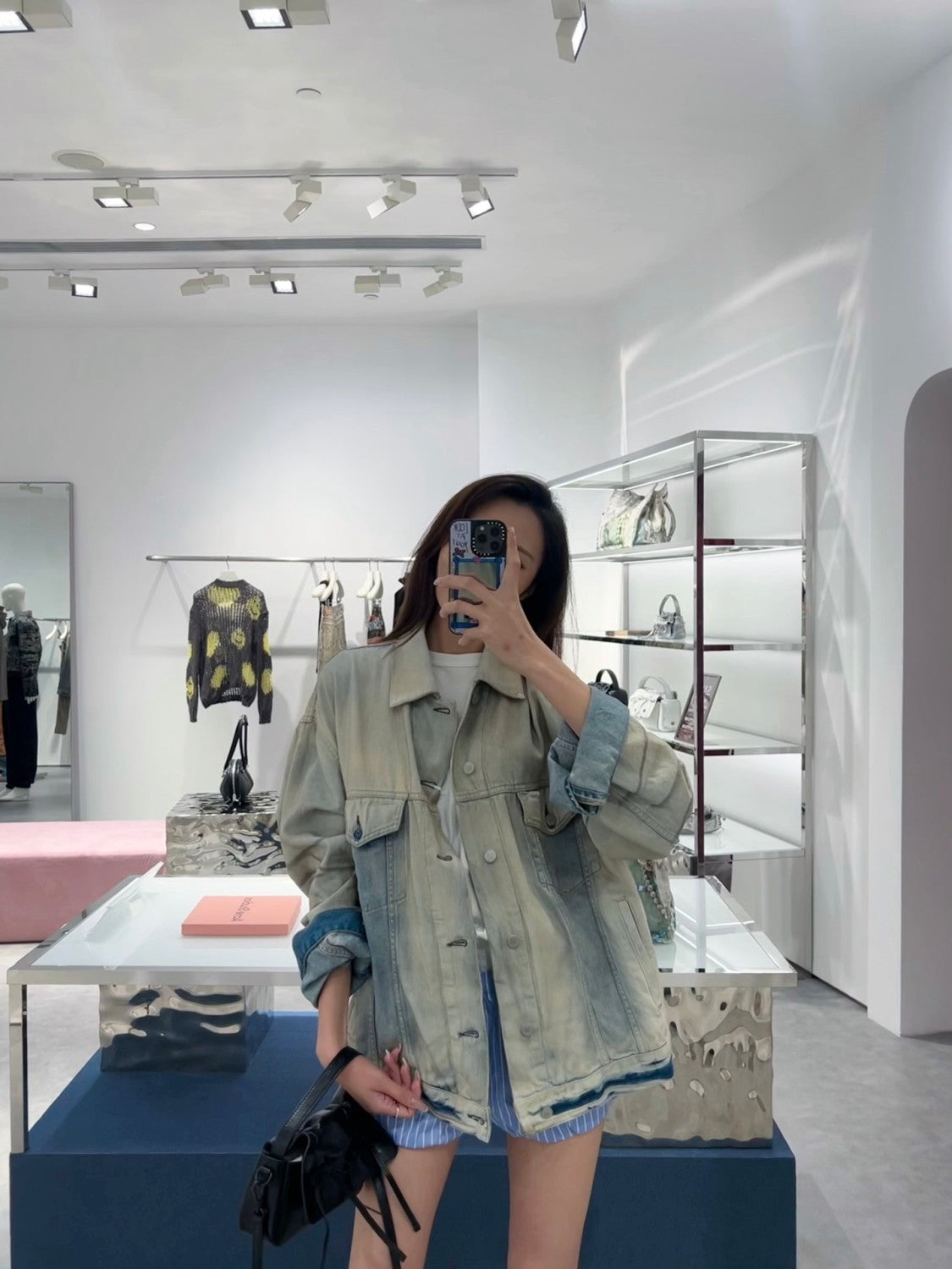 Acne Studios Men's Women's Fall And Winter Light Blue Dirty Vintage Washed Denim Jacket Fashion Casual Straight Jeans Pants Suit Set Ngvp #2652