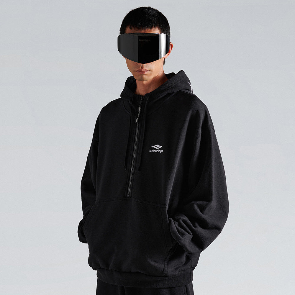 Balenciaga Top-quality Version Men's 3b Sports Icon Half-zip Hoodie in Washed #336946