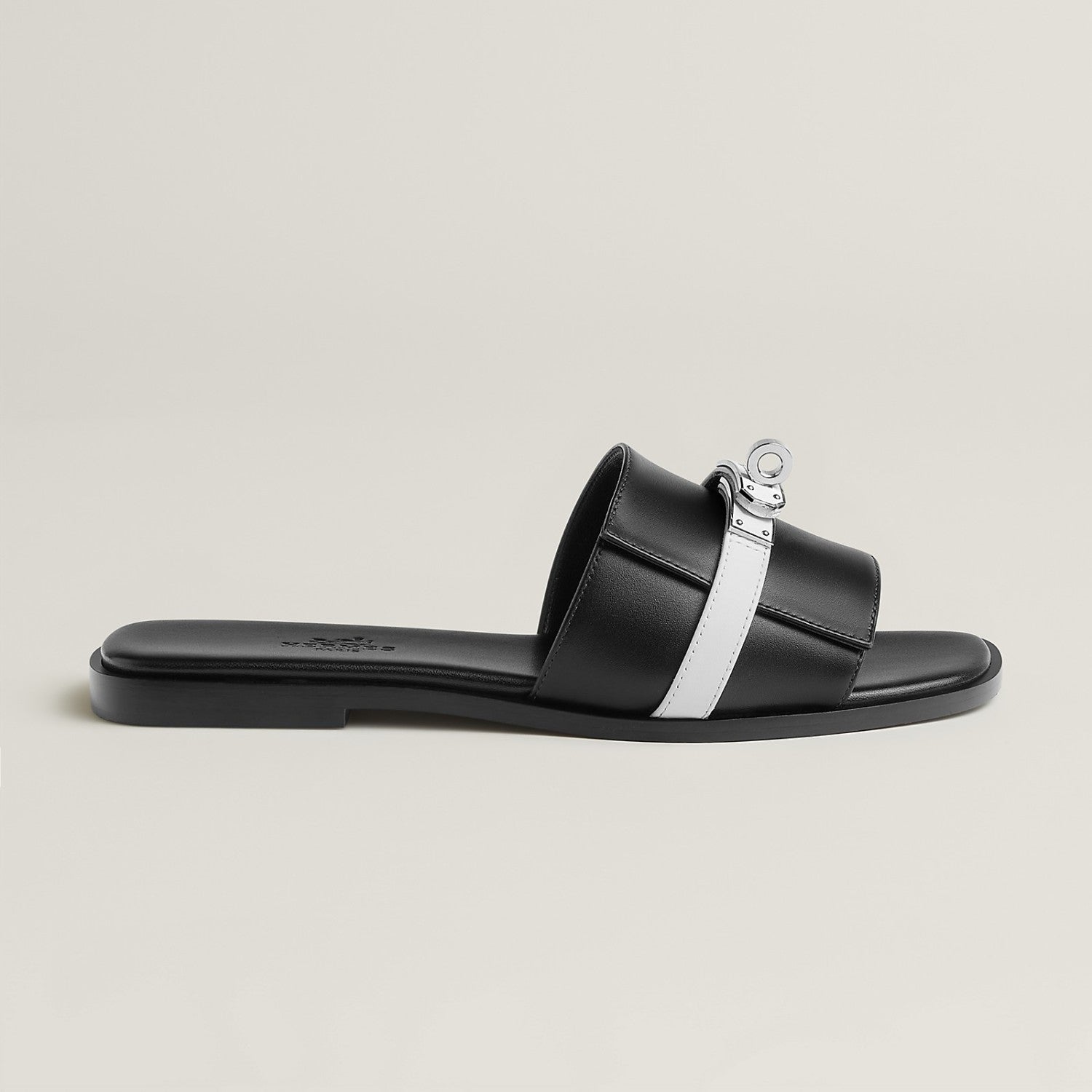 Hermes Giulia Women's Summer Metal Buckle Round Toe Leather Sandals Slippers Shoes #77657