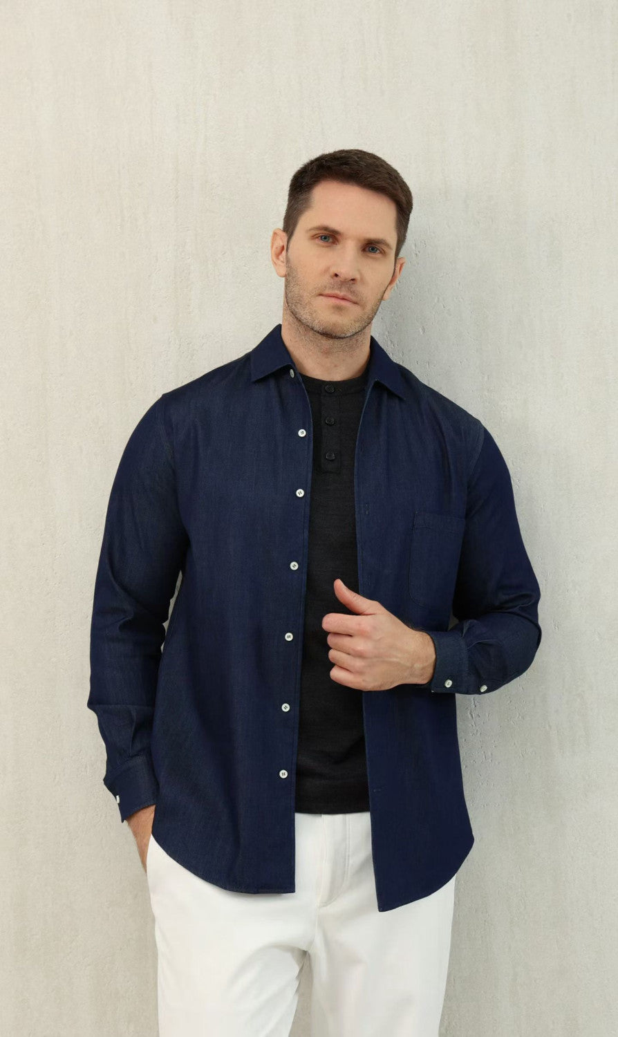 Loro Piana Top-quality Version André Shirt Cotton Ultra Stone-Washed #375405