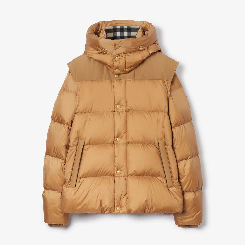 Burberry Men's And Women's Winter Single Breasted Zip Up Detachable Sleeve Nylon Puffer Down Jacket #97742