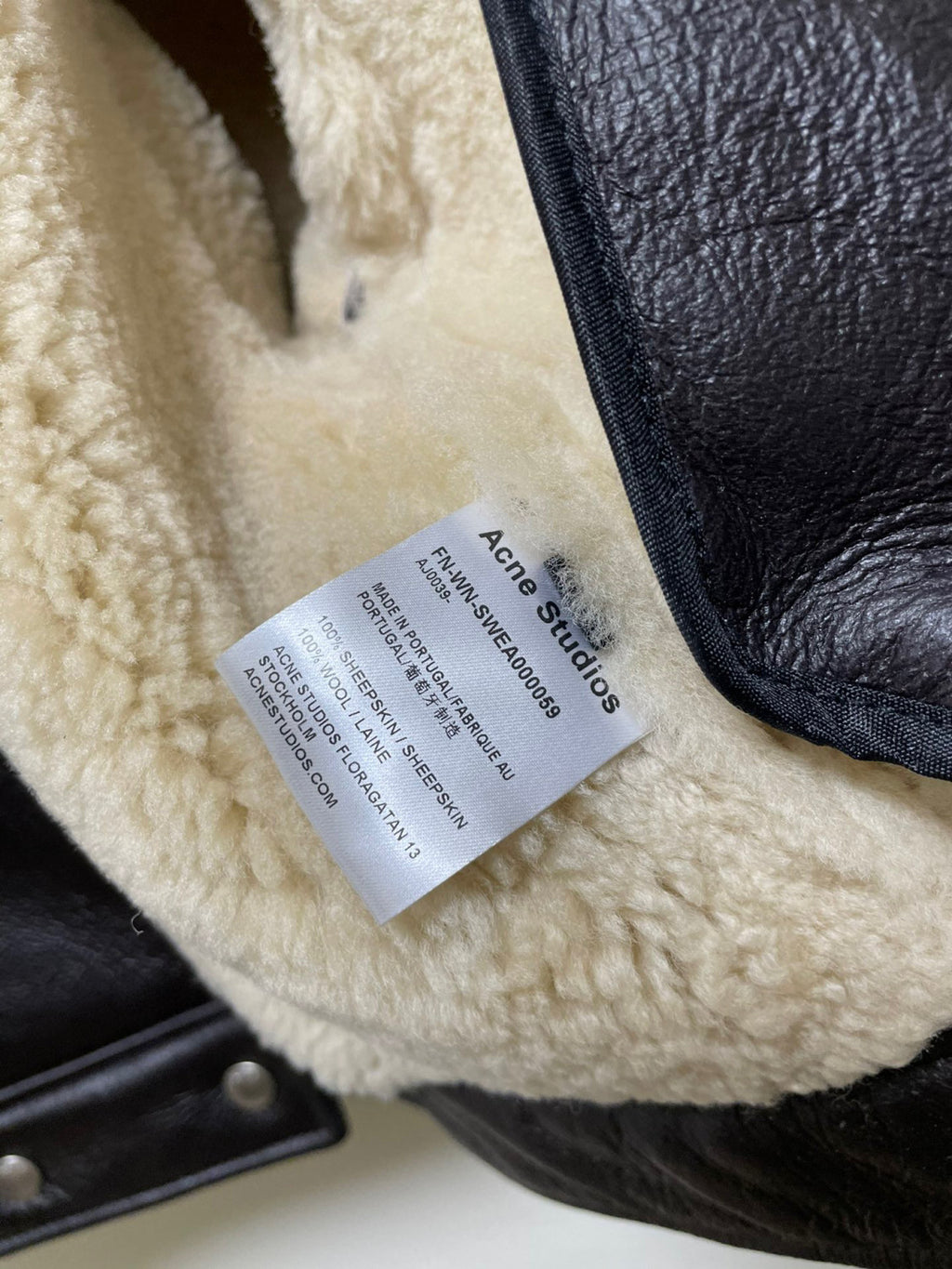 Acne Studios Lamb's Wool Winter Lapel Biker Jacket Coat #96275