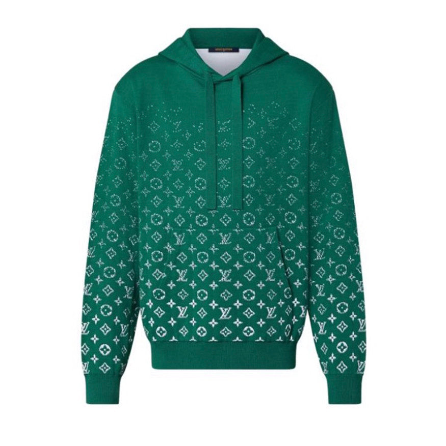 Louis Vuitton Men's Spring And Autumn Gradient Logo Knitted Hoodie Fashionable And Casual Drawstring Sweater  #95123