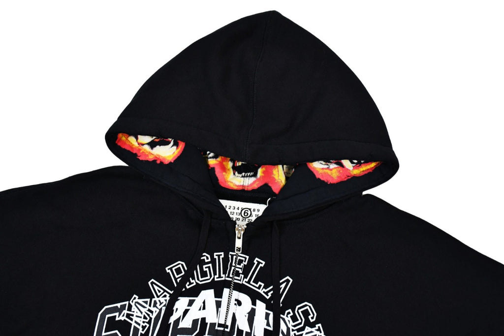 SUPREME X MM6 MAISON MARGIELA Men's Spring/Autumn Solid Colour Letter Print Hooded Skull Ghost Fire Print Zipper Long Sleeve Hooded Jacket #77861