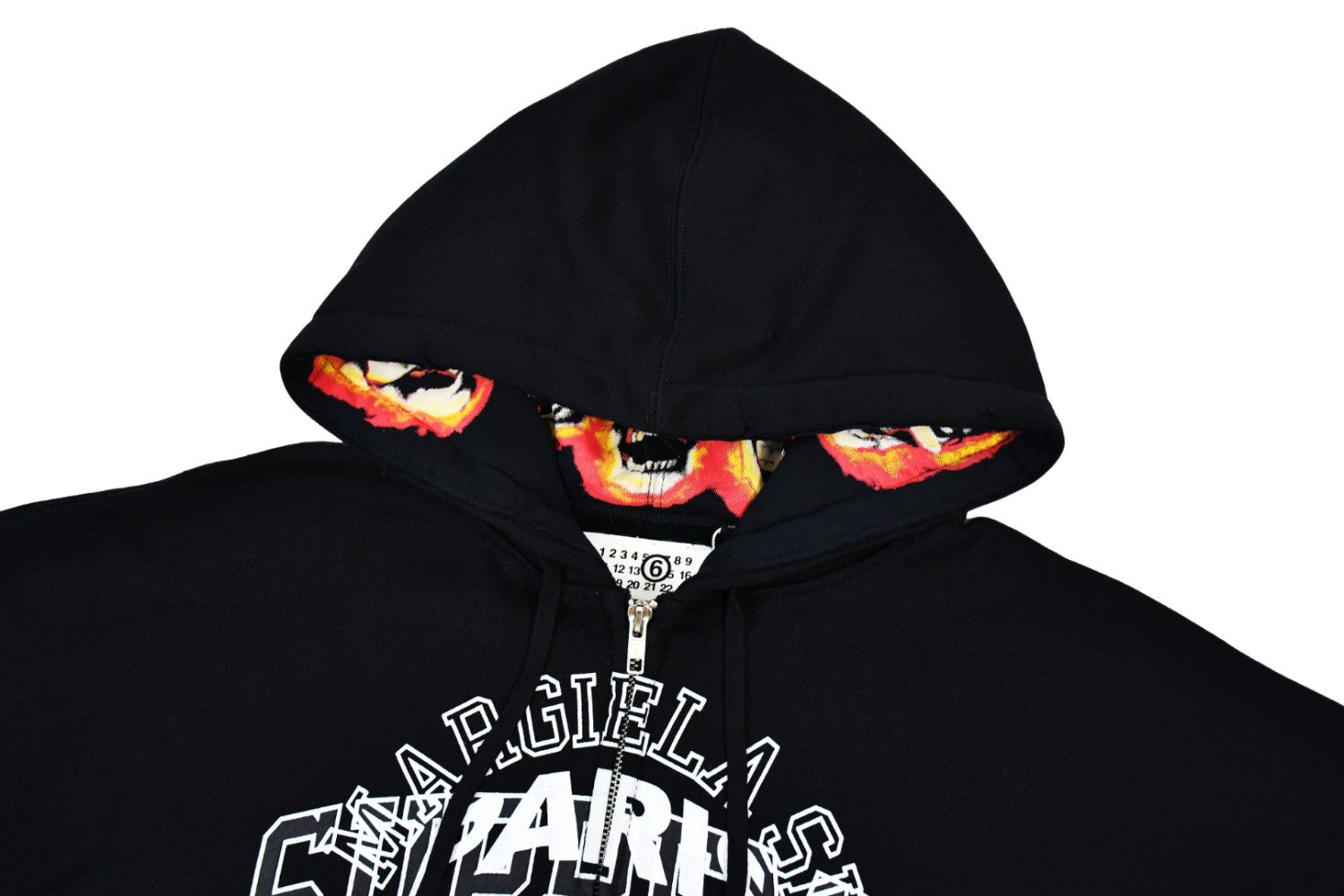 SUPREME X MM6 MAISON MARGIELA Men's Spring/Autumn Solid Colour Letter Print Hooded Skull Ghost Fire Print Zipper Long Sleeve Hooded Jacket #77861