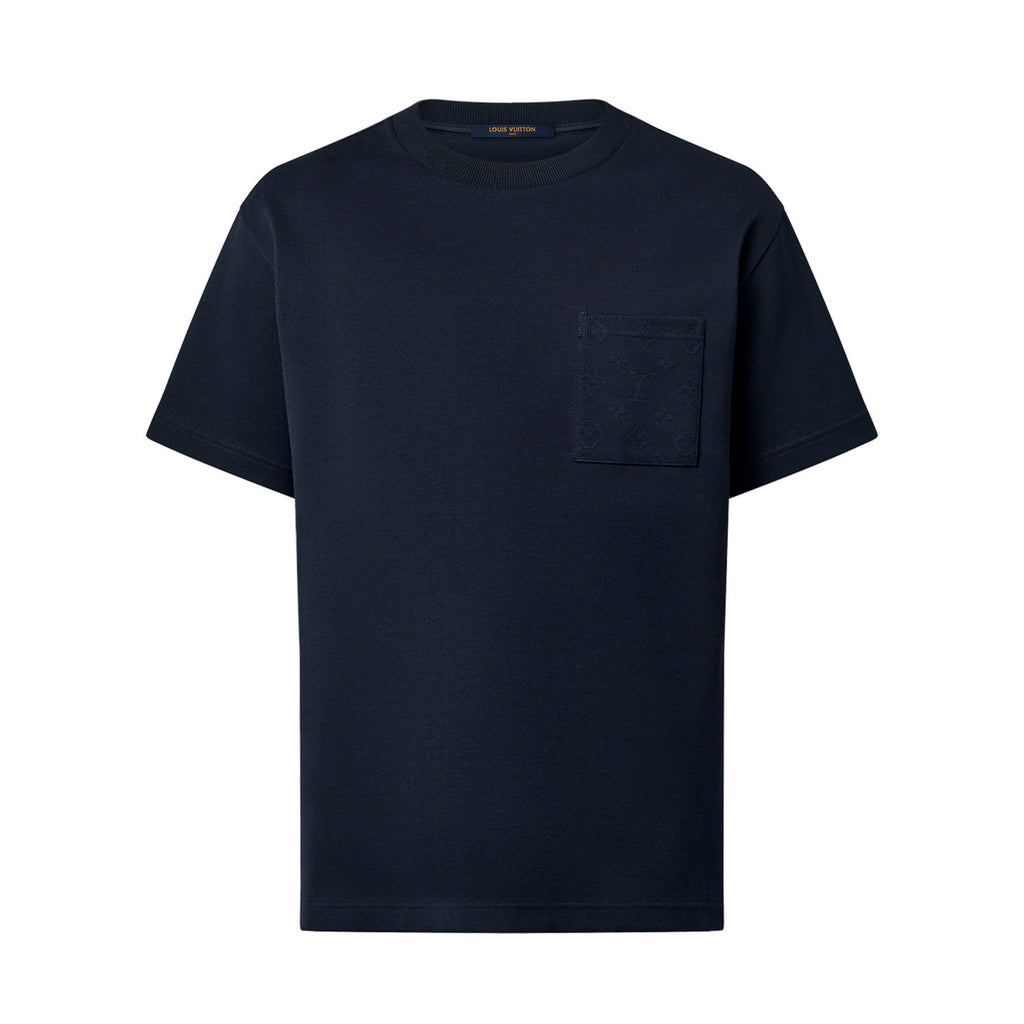 Louis Vuitton Men's Summer Solid Colour Pocket Round Neck Cotton Short Sleeve T-Shirt #99494