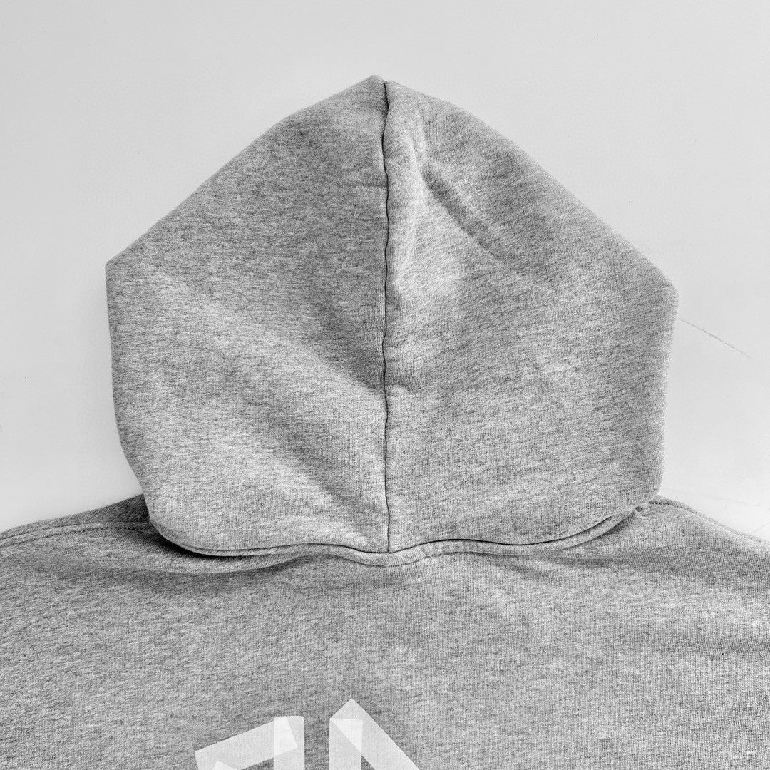 Balenciaga Men's Spring and Autumn Gray Letter Logo Printed Hooded Long Sleeve Sweatshirt Pullover #73489