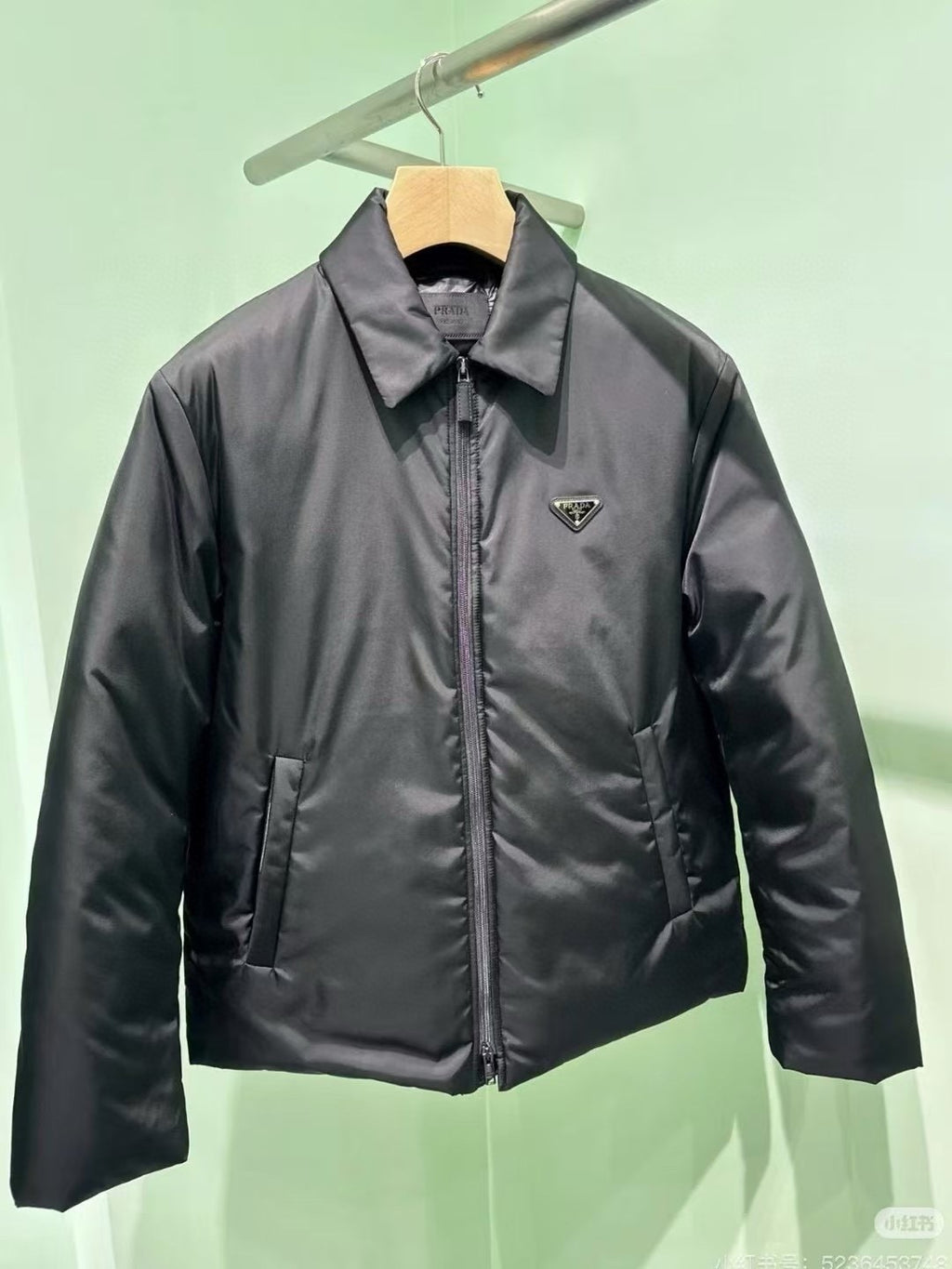 Prada Men's Fall And Winter Black Nylon Waterproof Zipper Puffer Down Long Sleeve Jacket #74697