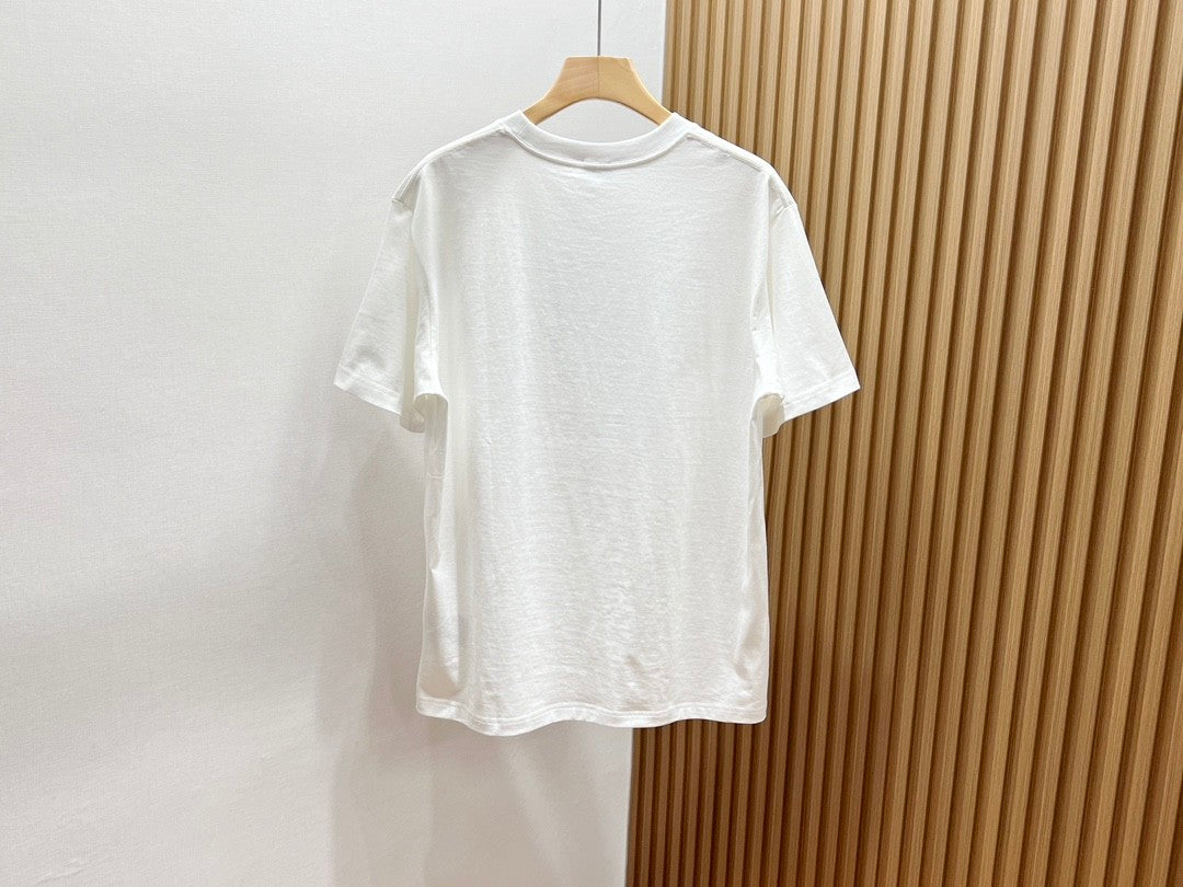 Dior Men's Summer Solid Color Graphic Printed Round Neck Cotton Short Sleeve T-Shirt #74446