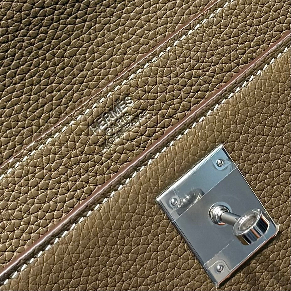 Hermes Men's and Women's Classic Solid Color Leather Business Bag with Silver Buckle  Handbag Laptop Case Bag Bags #78611