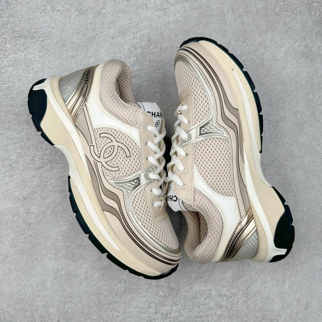 Chanel Women's Early Spring Vacation Clash Breathable Mesh Fashion Sneakers Trendy Logo Strappy Casual Shoes Sole Thickness:3.5cm #81435