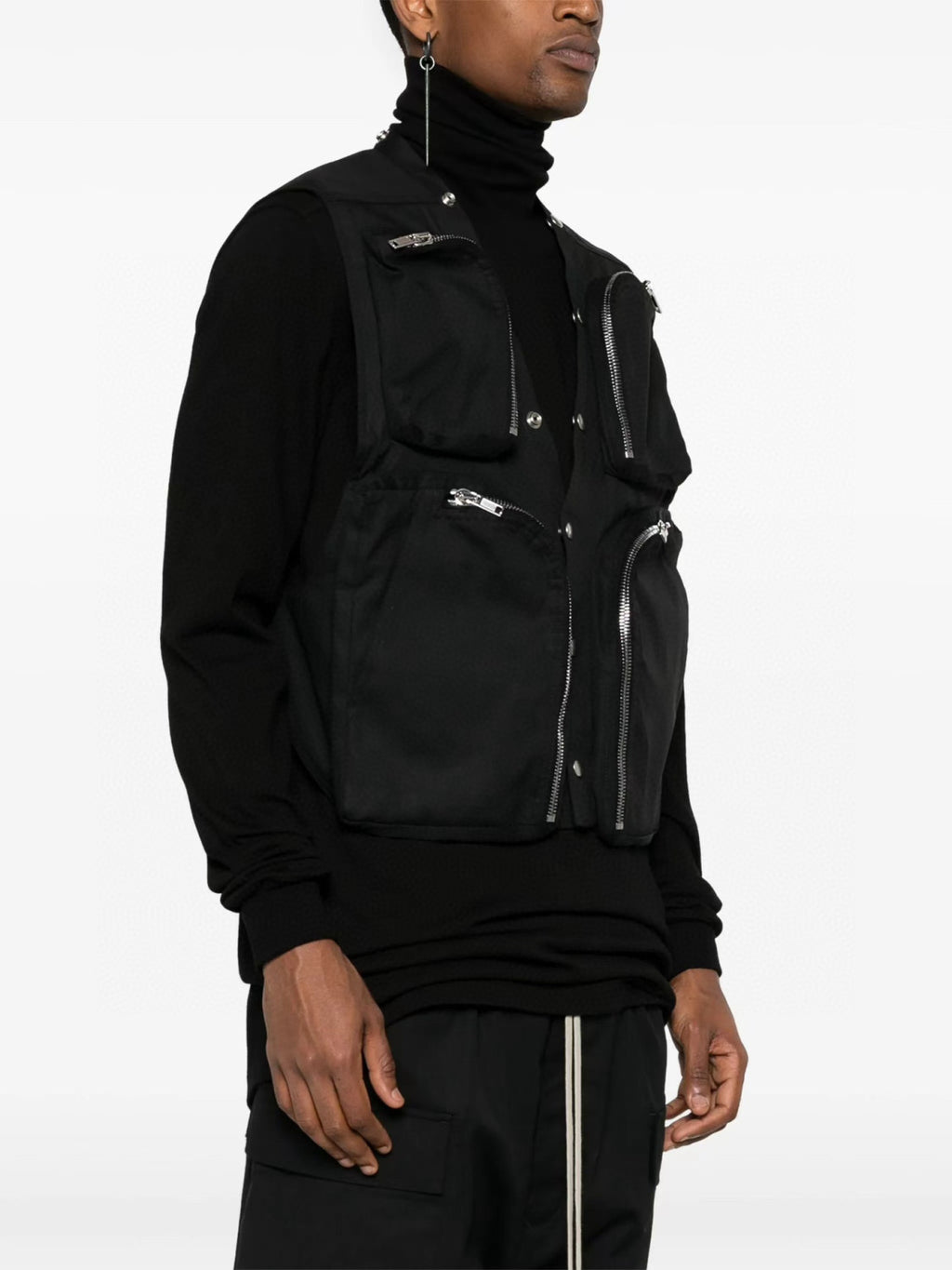 Rick Owens Men's Spring/Autumn Solid Colour V-Neck Backless Workwear Single-Breasted Vest Jacket #76954