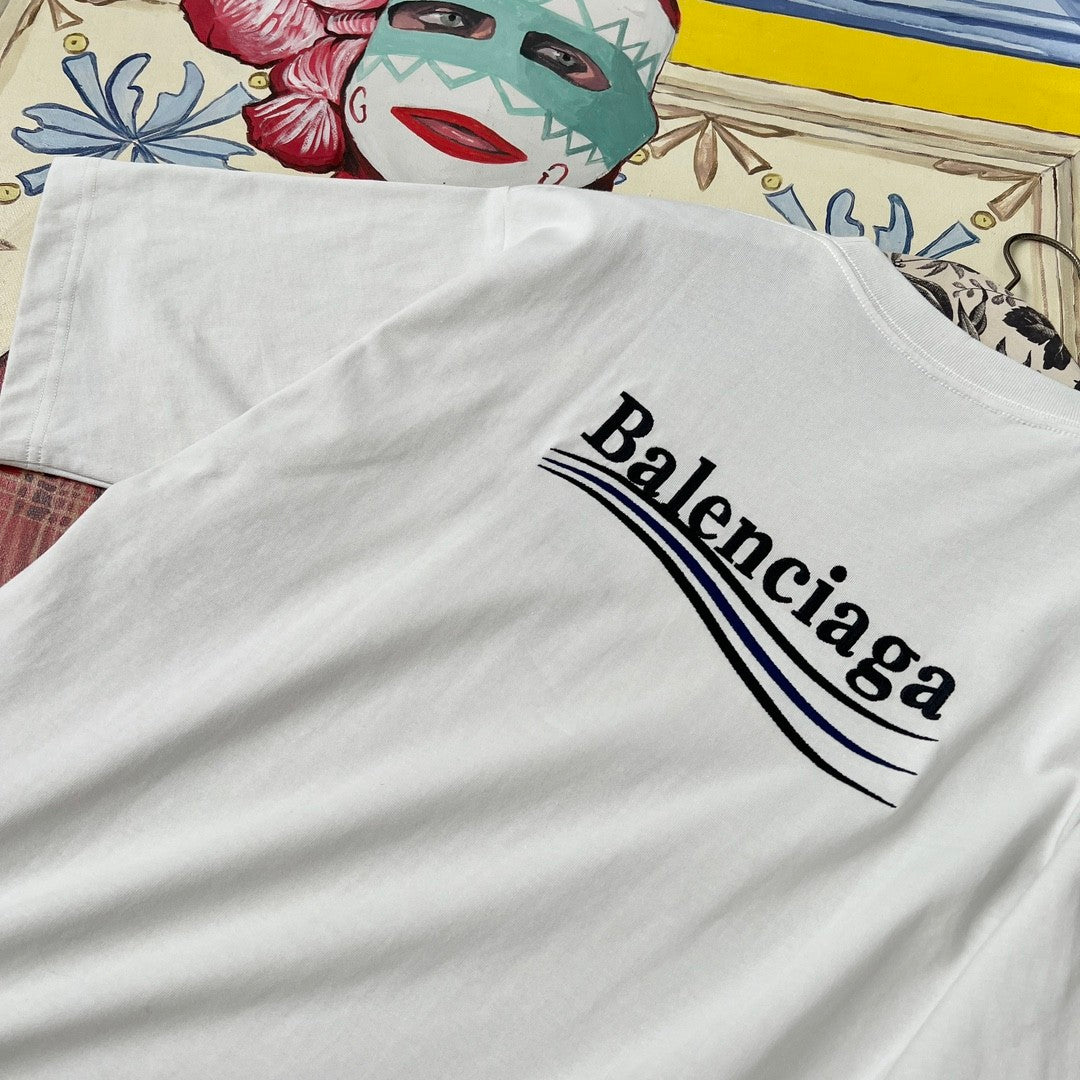 Balenciaga Men's Women's Summer Letter Printed Round Neck Solid Color Cotton Loose Short Sleeve T-Shirt #71584
