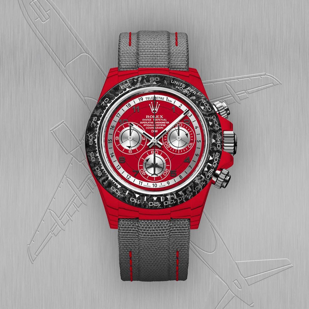 Rolex Men's Red and Black Modified Carbon Fiber Daytona Mechanical Watch #98777