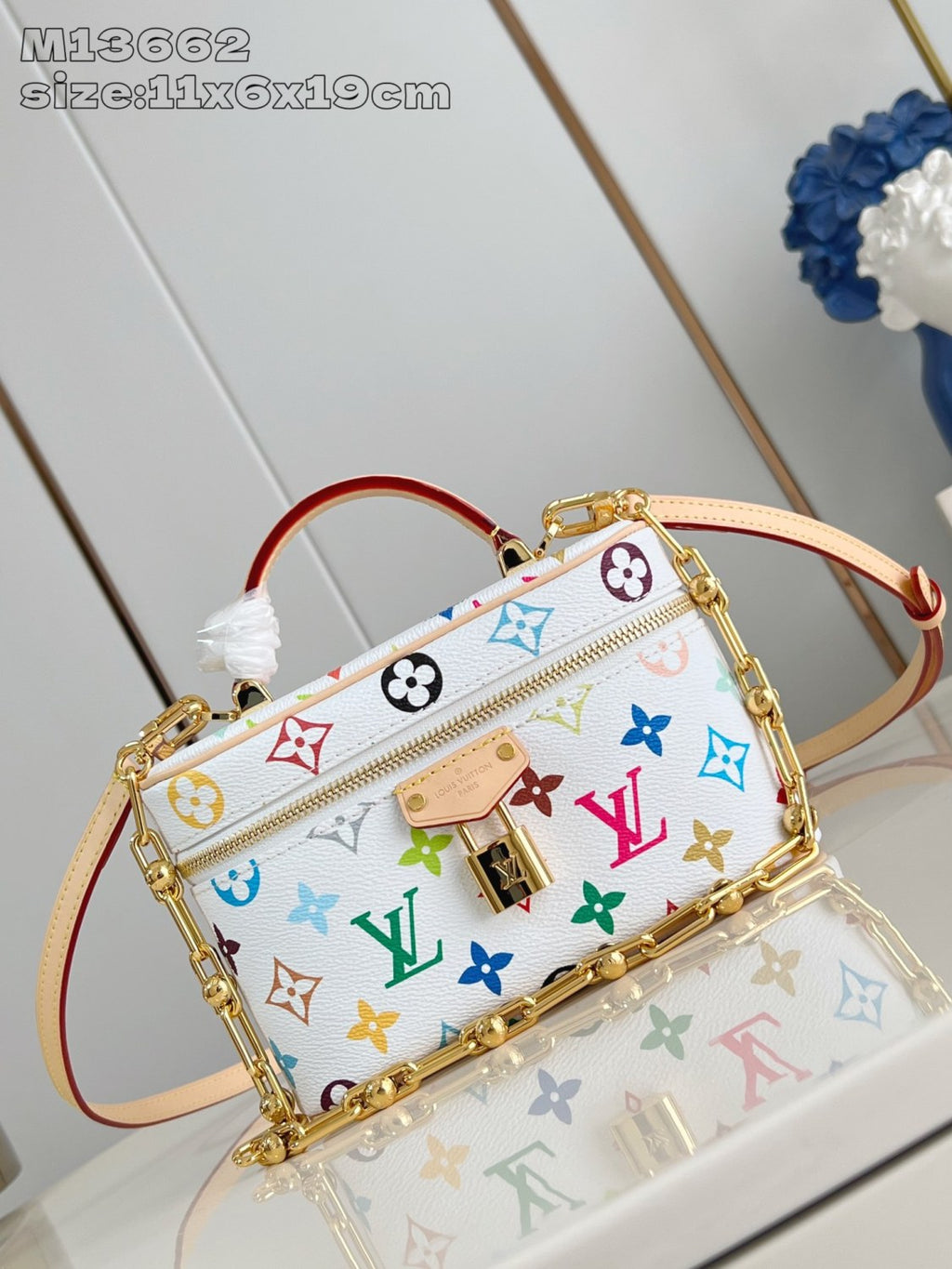 Louis Vuitton Lv X Tm Vanity Chain Pouch Women's Detachable Chain Colorful Printed Zipper Closure Coated Canvas Shoulder Crossbody Handbag Bag Bags #75242