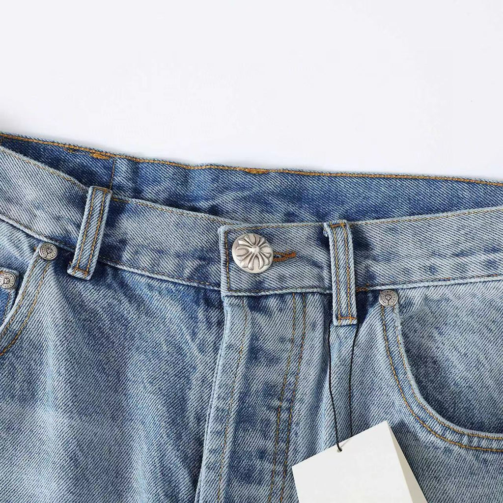 Chrome Hearts Graffiti Blue Denim Jeans Pants #96791
