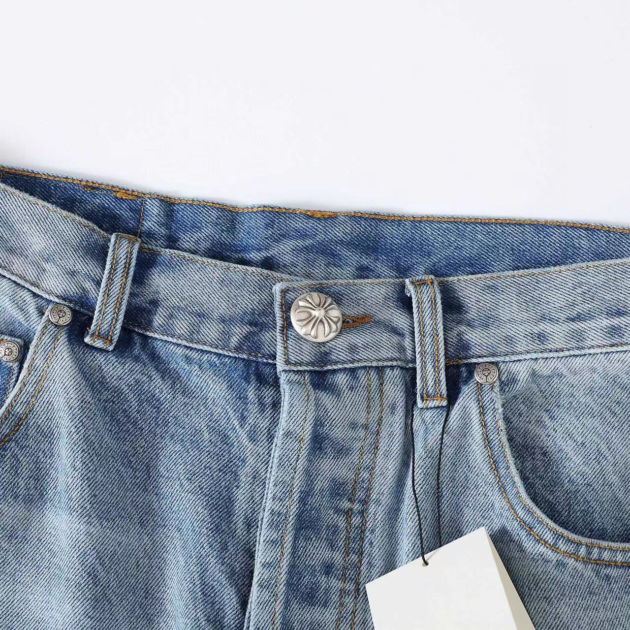 Chrome Hearts Graffiti Blue Denim Jeans Pants #96791
