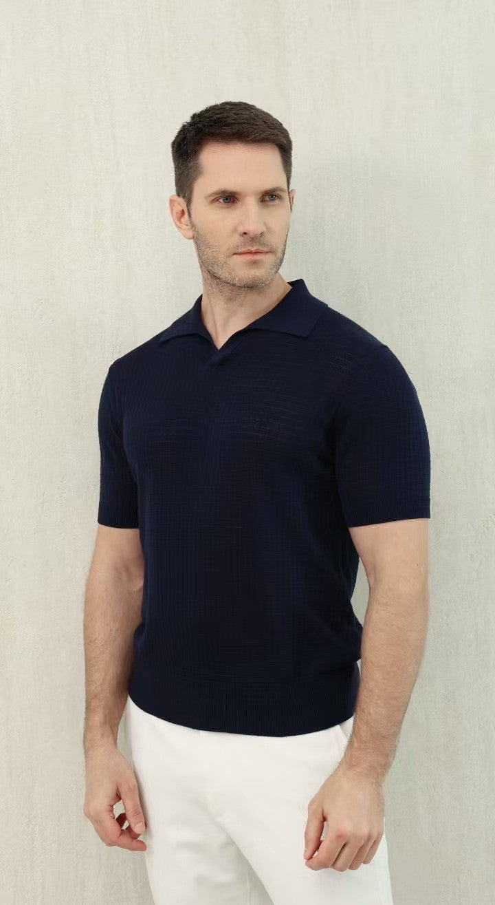 Loro Piana Men's Summer Refreshing Thin Knitted Lapel Short-sleeved Top Multicoloured Fashion Comfortable Temperament T-shirt Ngvp #9956