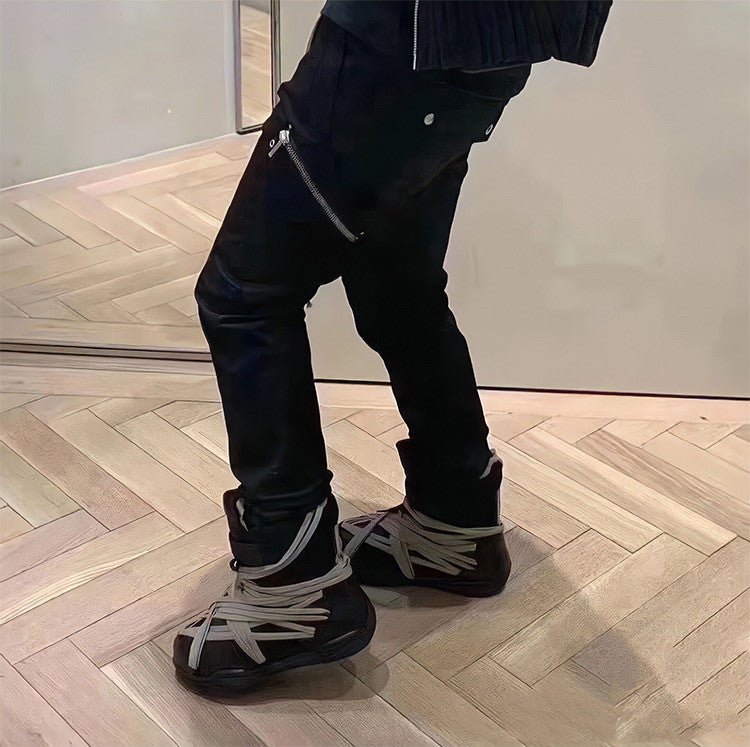 Moncler X Rick Owens Men's Women's Lace-up Thick Bottom Warm Snow Boots Autumn and Winter Solid Color Round Toe Shoes Ngvp #1531
