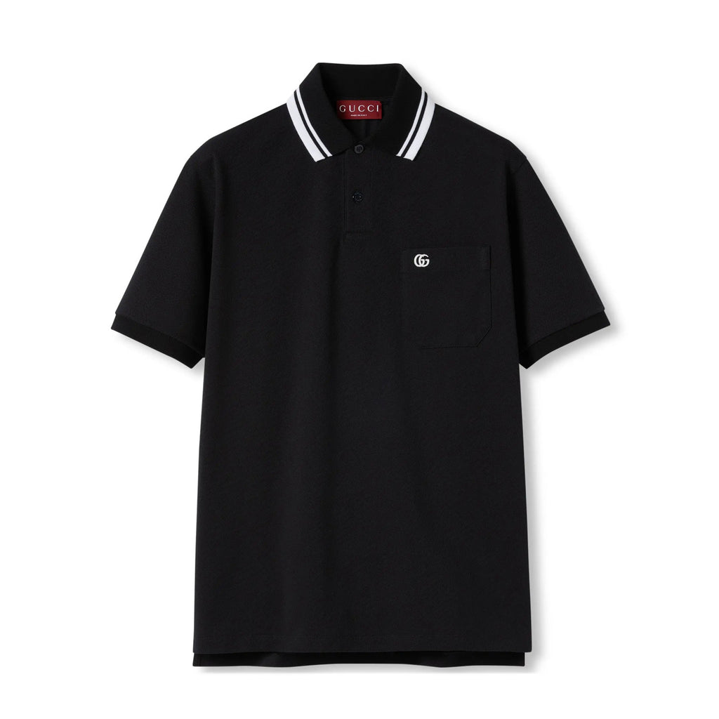Gucci Men's Summer Striped Lapel Solid Color Straight Cotton Polo Shirt Short Sleeve T-Shirt #75296